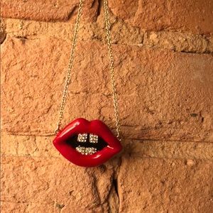 Gold Long Lip Necklace